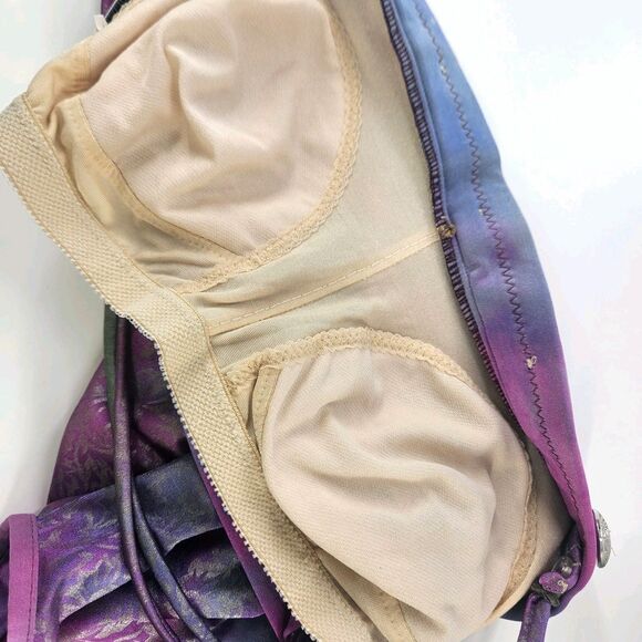 Vtg 80s Rose Marie Reid Rose Purple Pink Shimmery Silver Halter Swimsuit S/M/10 - Picture 10 of 16